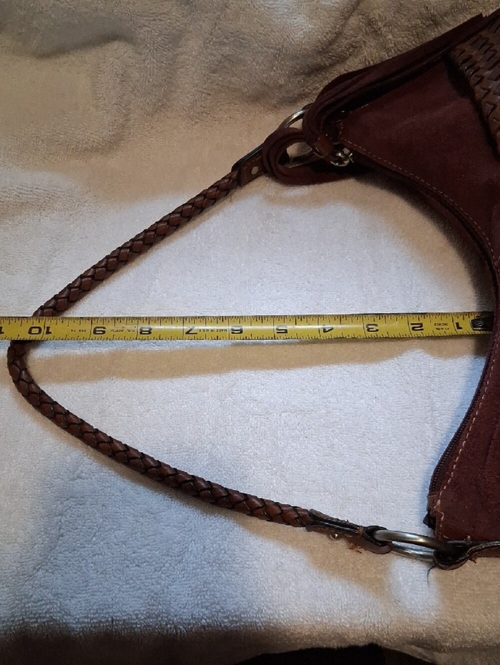 Fossil Brown Suede Braid I 7ed Shoulder Bag with Tassel - Picture 13 of 14